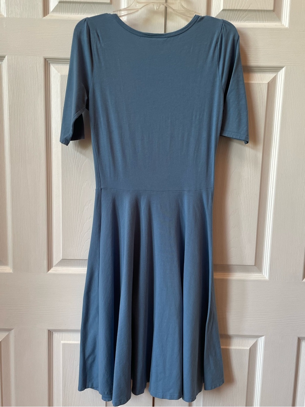 LuLaRoe Dusty Blue Scoop Neck Fit & Flare Dress - Picture 5 of 6